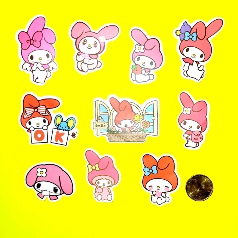 3/$20 Brand New 10x Waterproof Sanrio Melody Stickers
